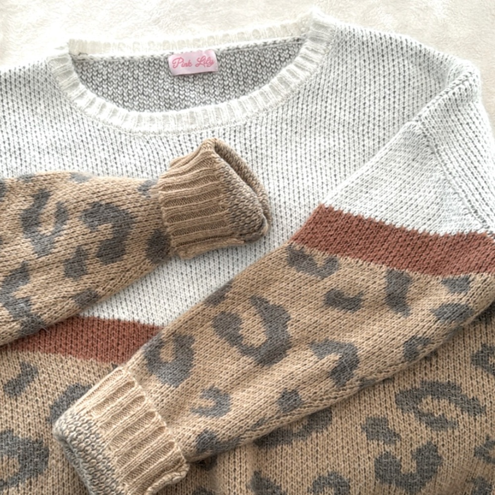Pink Lily Leopard Sweater